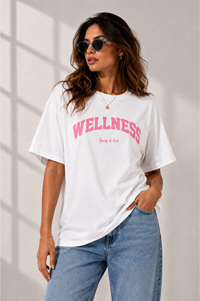 Clothify Women's Plus Size Oversize Wellness Printed Premium 100% Cotton Crew...
