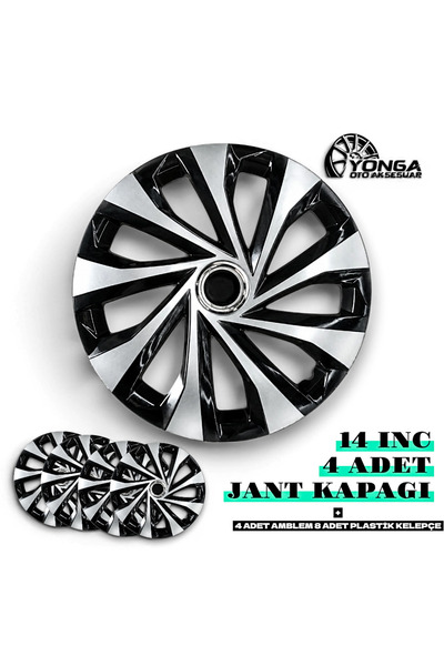 YONGA OTO AKSESUAR FORD FİESTA Jant Kapağı 14 İnç Kırılmaz 4'lü + 4 Amblem + ...