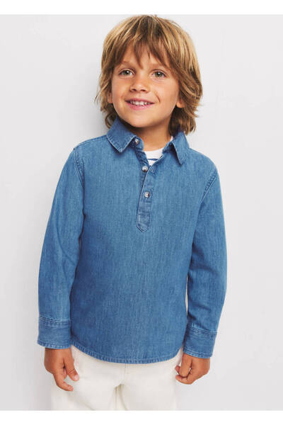 MANGO Baby Pamuklu denim gömlek