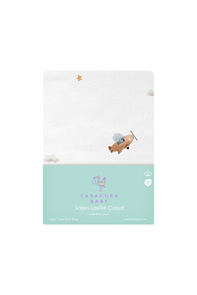 Casadora Baby Happy Tony 100% Organic Cotton Satin Baby Fitted Sheet 70 X 110 cm