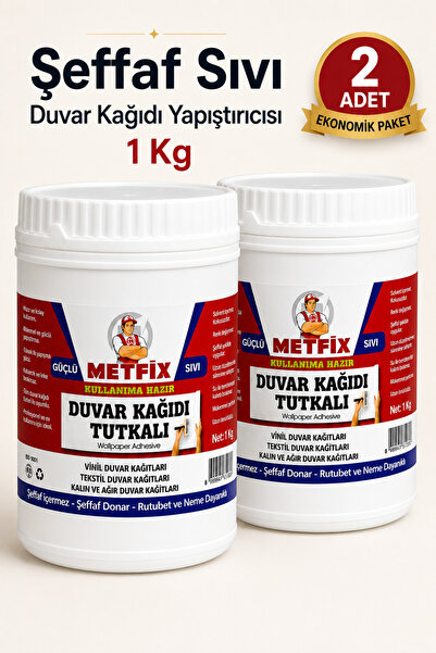 BUMY 2 ADET 1 KG Şeffaf Sıvı Ovalit Duvar Kağıdı Tutkalı Vinil Tekstil Kağıtl...