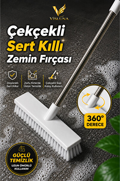 VİSLUNA ( 360 Derece ) Döner Başlıklı Sert Kıllı Zemin Fırçası Çekçekli Halı ...
