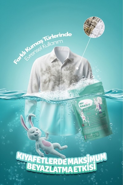 My Rabbit! Çamaşır Ve Yüzey Için Çok Amaçlı Oksijenli Toz Leke Çıkarıcı ve beyazlatıcı 2'li Paket 2 X 800 gr
