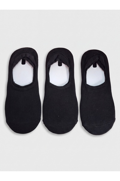 Moonrise Socks Ciorapi tip botine 3 perechi, negri, cu imprimeu anti-alunecar...