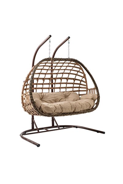 Capri Swing Oylat Çiftli Rattan Bahçe Salıncağı | Balkon Salıncağı