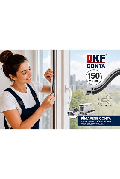 DKF CONTA Garnitură gri pentru ferestre PVC 150 de metri garnitură de reparar...