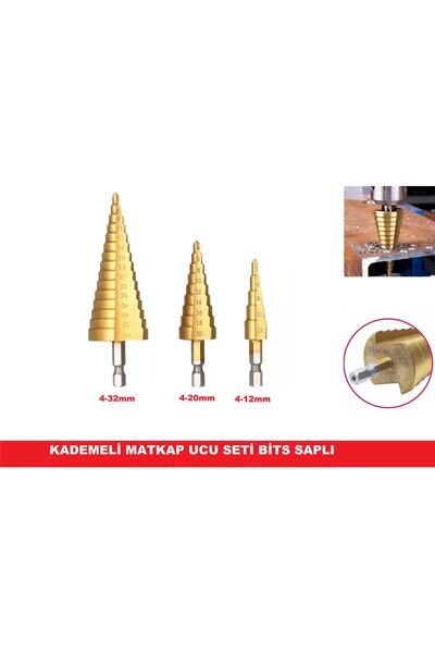 Genel Markalar Kademeli matkap ucu seti, saplı, HSS, 3'lü, dayanıklı ve kulla...