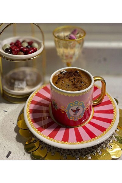 Onedekor 6'lı Pink Bird Soho Kahve Fincanı