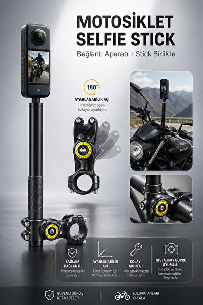 Motobros Insta 360 Görünmez Selfie Çubuk X4 X3 X2 One R One X Uyumlu (27-110CM)