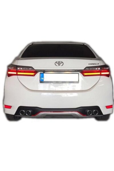 Universal Toyota Corolla Arka Difüzör Egzoz Görünümlü Kırmızı Şeridli