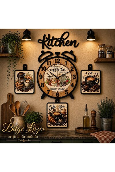 Bilge Lazer Bilge Ahşap Dekoratif Mutfak Saati (kitchen)