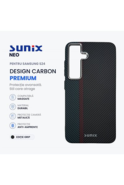 Sunix Husa Neo pentru Samsung S24 S921, Compatibila MagSafe, Design Carbon Pr...