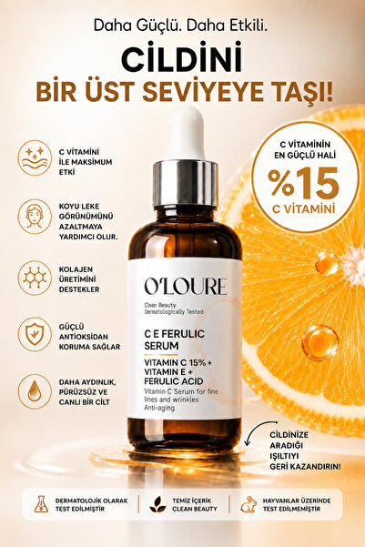 o'loure beauty سيروم سي إي فيروليك 15% فيتامين سي لتفتيح البشرة، مضاد للعيوب،...