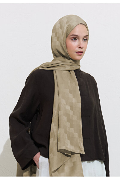 Freshscarfs Nori İpeksi Jakar Şal Naturel Bej