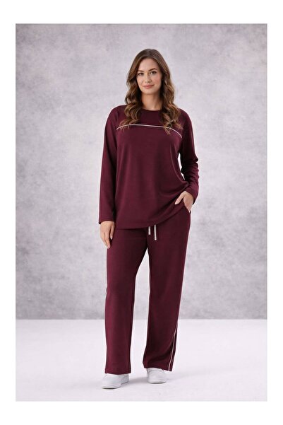 Köşedeki Dükkan Long Sleeve Premium Modal Suit - Burgundy