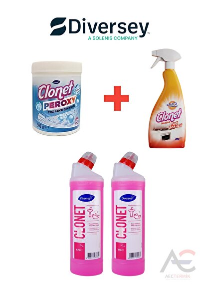 Clonet Diversey 4'lü Temizlik Paketi 2 Adet Banyo + 1 Adet Mutfak + 1 Adet Be...
