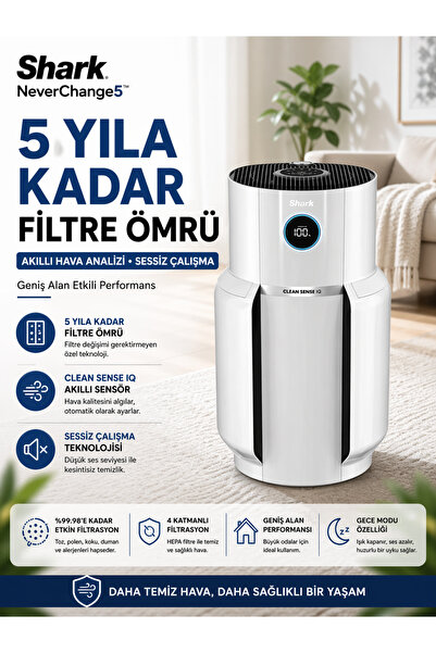Shark 130 m² Aktif Karbon HEPA Filtreli 10 Yıl Filtre Ömürlü Evcil Hayvan Akı...