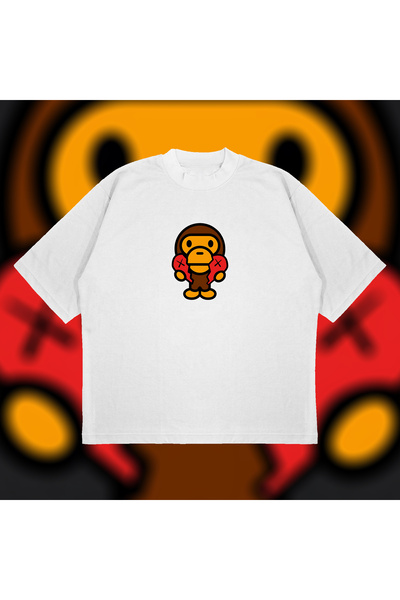 Tarzsokak Bape X Comme Des Garçons Oversize Unisex Pamuklu Nefes Alan Kalın K...