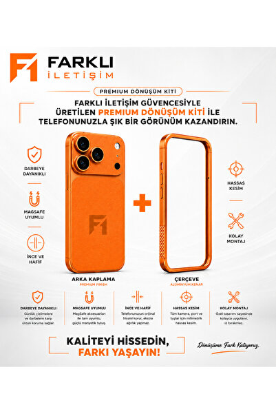 FARKLI İLETİŞİM İPHONE 16 DÜZ İÇİN İPHONE 17 PRO DÖNÜŞÜM SETİ PREMİUM KALİTE