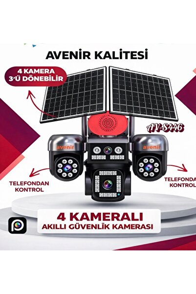 AVENİR AV-S446 4 KAMERALI 3 PTZ'Lİ 12MP GÜNEŞ ENERJİLİ AKILLI KAMERA