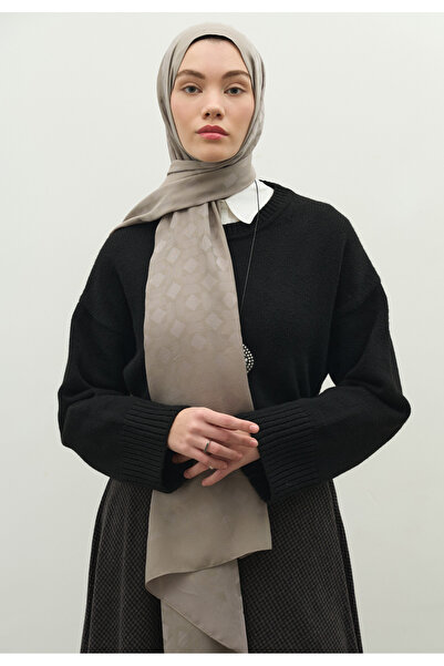 Freshscarfs Oslo Pamuk Floş Jakarlı Şal Gümüş