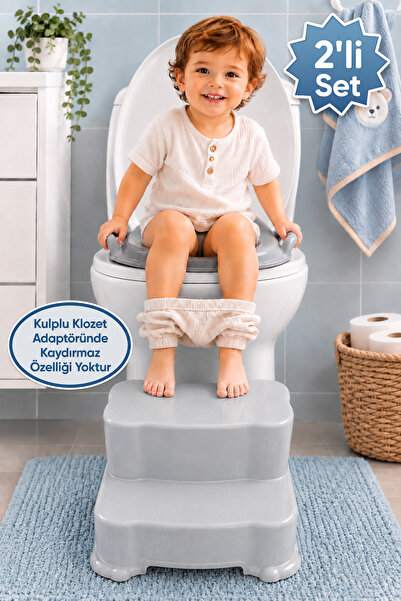 Toilet Training Set for Kids - Step& Handle Toilet Seat with Non-Slip Deck
