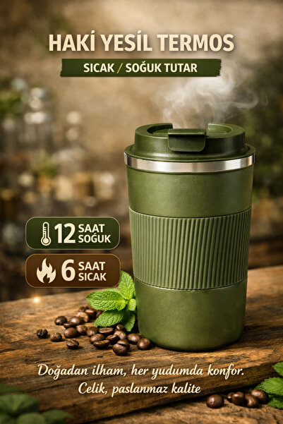 BATBAT 510 Ml Pazlanmaz Çelik Kaydırmaz Lastikli Termos Bardak Mug Araç Kahve...