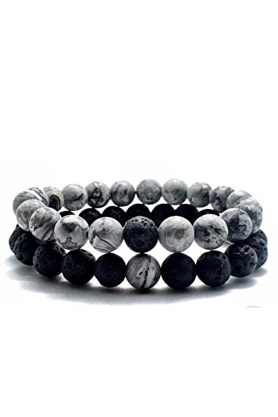 Alnis Atelier Jasper and Lava Stone Natural Stone Bracelet Combination