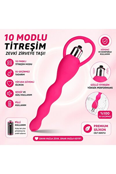 Sensvia Titreşimli Boğumlu Anal Vibratör 18,5 cm – 1,9–3,3 cm Kademeli Çaplı Esnek Anal Uyarıcı Plug