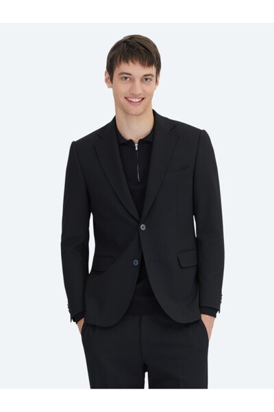 Kip Black Striped Modern Fit Suit