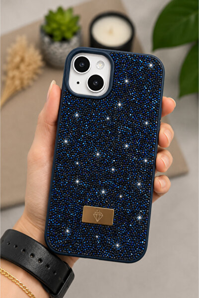 Go Aksesuar Iphone 13 - 14 ve 15 Uyumlu ELMAS Tasarımlı Taşlı Işıltılı Parlak...