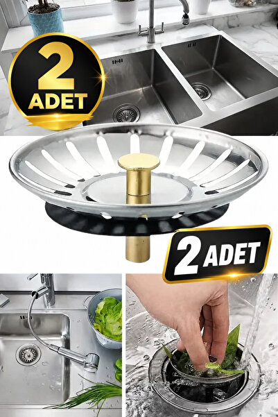 Kursan Yapı 2 Adet Paslanmaz Çelik Mutfak Evye Lavabo Süzgeci Lavabo Gideri A...
