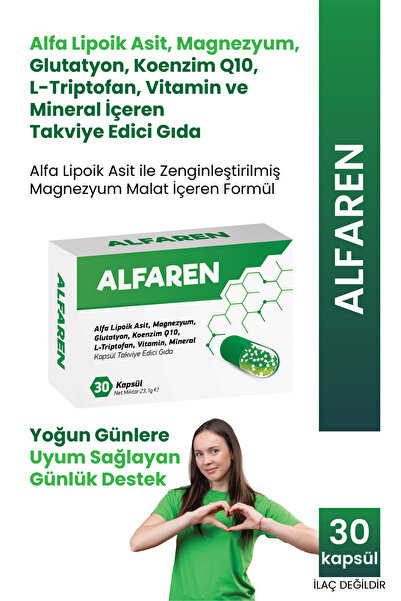 ALFAREN Alfa Lipoik Asit, Magnezyum, Glutatyon, Koenzim Q10, L-Triptofan, Vit...