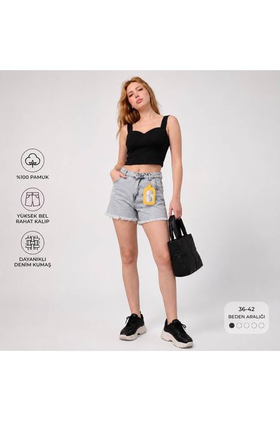 GERONİS Women's Shorts with Frayed Edges