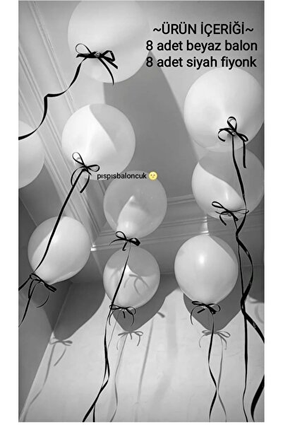 PISPISBALONCUK Beyaz Balon Siyah Kurdele Dark Feminine Soft Gothic doğum günü...