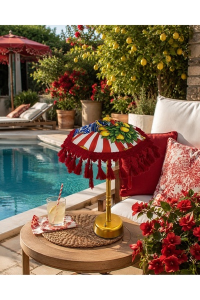 Missidea Limona Red Bohem Ledli Bali Şemsiyesi