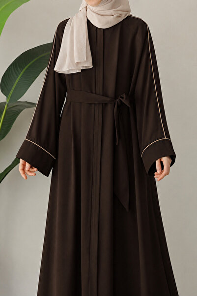 suhneva Ahu Biyeli Abaya Ferace Koyu Kahve