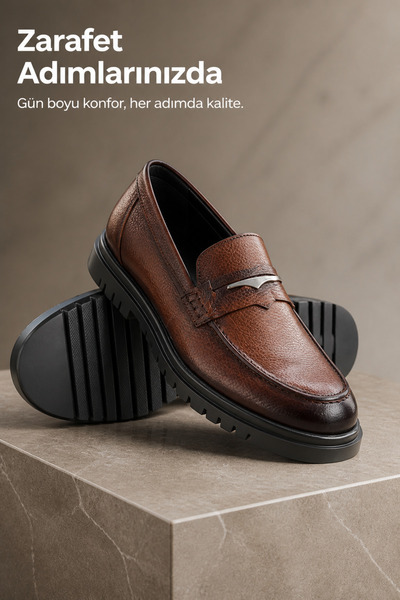 PATRICK CASSA Men's Daily Brown Loafers 100% Genuine Calf Leather Leather Si ...