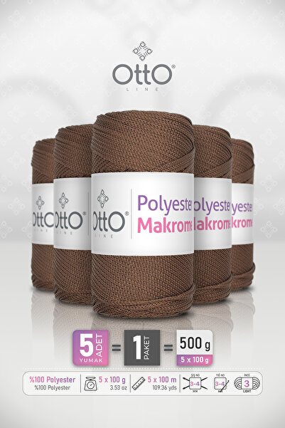 Otto Polyester Macrame - Light Brown - 5-Pack - 2Mm/100Gr/100M - Supla, Acces...
