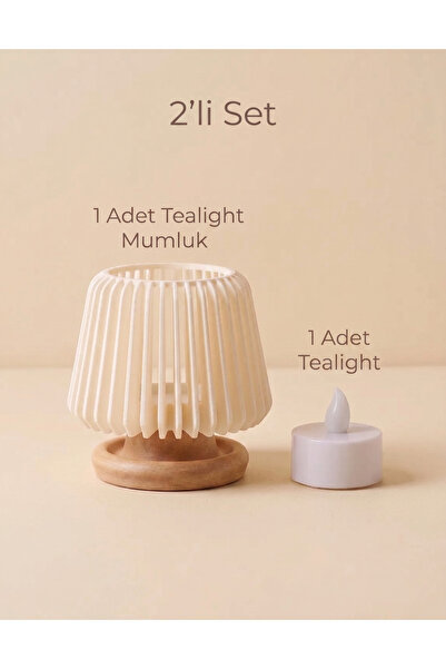 Dekoratif Led Tealight Mumluk | Masaüstü Aydınlatma | 2'li Set