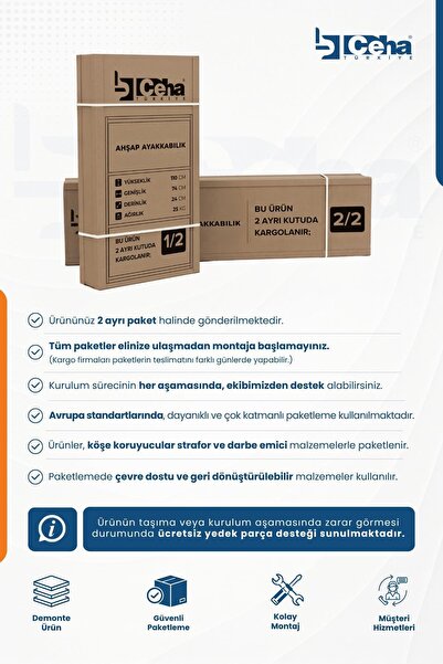Ceha 3'lü Düşer Kapaklı Ahşap Ayakkabılık - Düz Akçaağaç