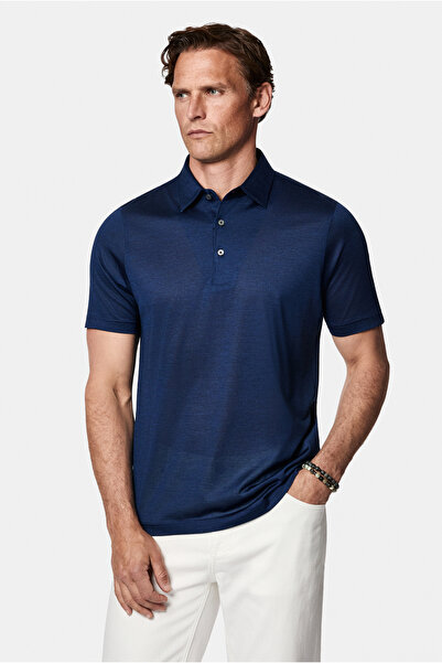 Abdullah Kiğılı Regular Fit 100% Silk Buttoned Polo Collar Italian T-Shirt
