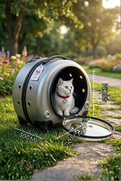 VİGİ STORE VG Premium Şeffaf Panoramik Kedi Taşıma Valizi XL – Çekçekli & Tek...