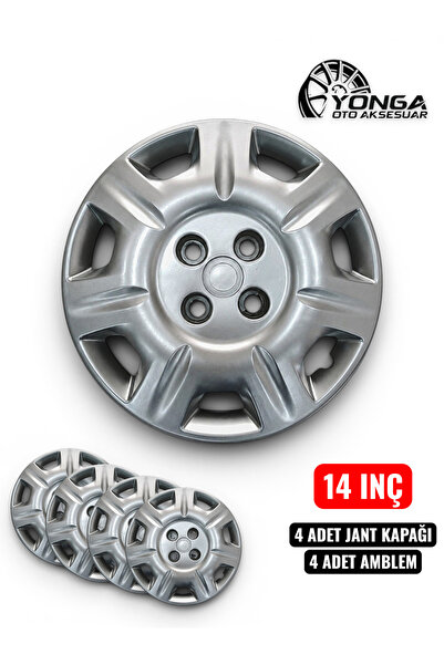 YONGA OTO AKSESUAR FİAT ALBEA Jant Kapağı 14 İnç Kırılmaz 4'lü + 4 Amblem