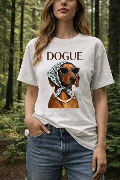 Oceanwear Fashion Icon Dog Printed Short Sleeve Women's Crew Neck T-Shirt