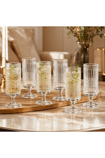 Dania Mini Luxury Glass Welcome Juice Glasses 95ml - 6 Pieces | Elegant Desig...