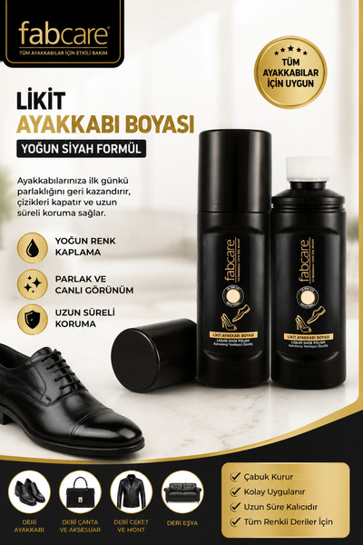 Fabcare Likit Ayakkabı Boyası Siyah 75 ml – Katman Yapmayan Parlak Bakım