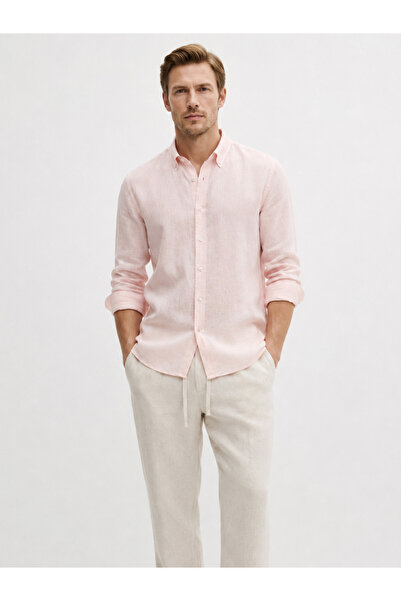 Xint Erkek Pembe %100 Keten Regular Fit Gömlek