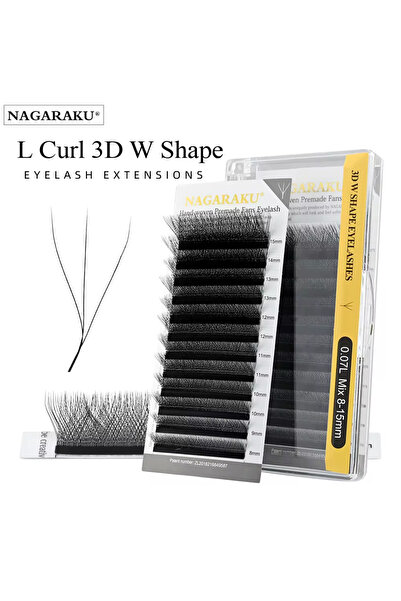 Choice21 8mm 0.07mm LU NAGARAKU 3D W Shape L LU Curl Premium Soft Light Natur...