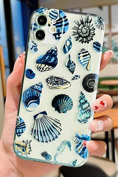 3GEN CASE iPhone 11 Uyumlu Deniz Kabukları Desenli Şeffaf Silikon Kılıf
